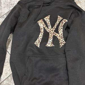 Black Hoodie with Leopard Print Logo